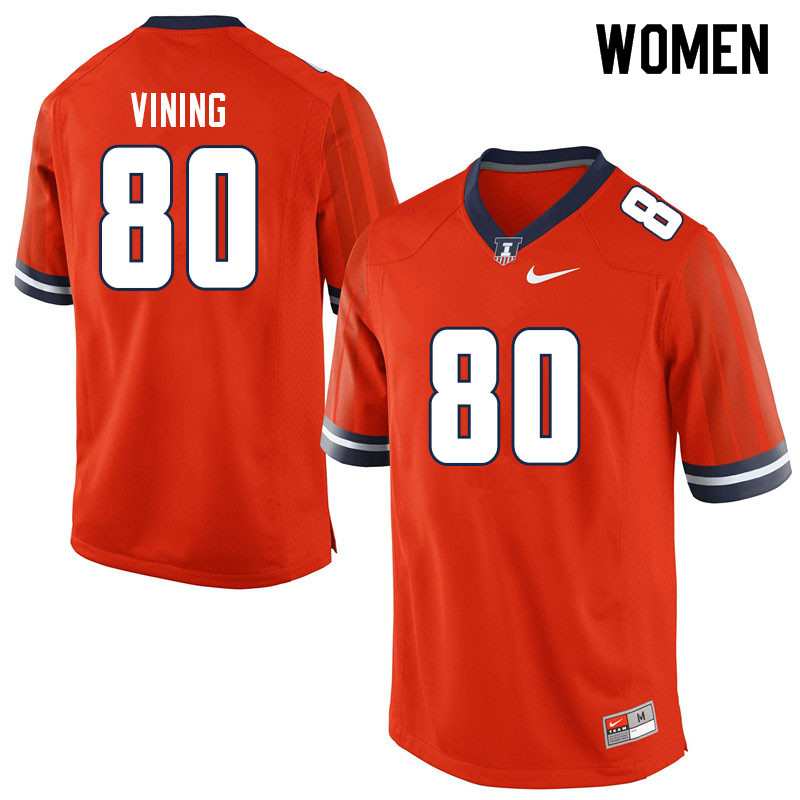 Women #80 Peyton Vining Illinois Fighting Illini College Football Jerseys Sale-Orange